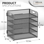 5-Tier Black Metal Letter Tray Paper Organizer with Handle, Desktop Document Shelf for Office and Classroom