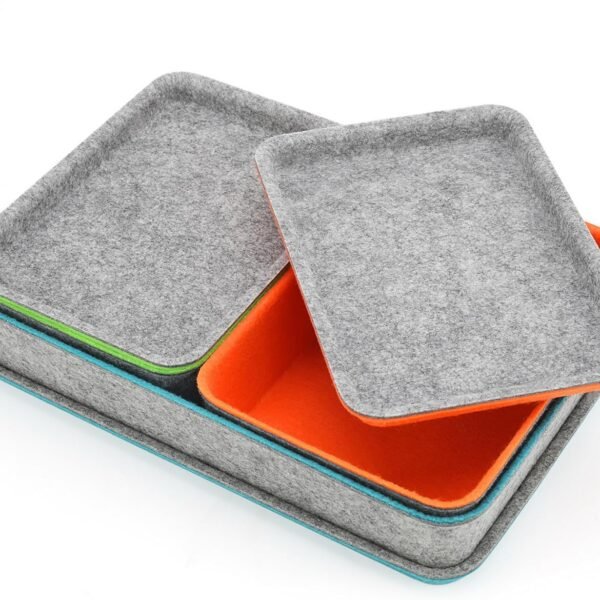 stackable Lidded drawer organizer bins  office work desktop storage box with lid for junk makeup stationery decluttering sorting 3-pack (Orange + Green + Turquoise)