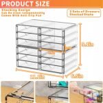 2-Pack Acrylic Stackable Drawer Organizer, 12 Small Compartments, Clear Plastic Storage for Office Supplies, Craft Materials, Pens, and Makeup