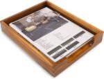 Wood Letter Tray -Load Documents Tray for Office Desktop Organizer - Desk Magazine, File, Folder, Paper Holder - Paper Document File Tray Front Drak Brown