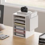 6-Tier White Wooden Adjustable Countertop Mail Sorter, Mailboxes with Name Slots, Literature and Paper Storage Organizer for Classroom and Office Desk
