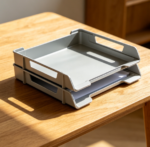 Fold-Flat Document Tray Organizer, Space-Saving Desk File Rack for Home and Office