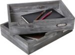 Set of 2 Ash Gray Wood Office Desktop Document Letter Paper Trays, Stackable Decorative Multipurpose File Organizer