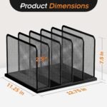 5-Section Upright Mesh Desktop File Sorter, Office Organizer Holder for Home, Classroom, and Office Use