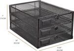 3-Tier Black Wire Mesh Desk Organizer with Sliding Drawers, Multifunctional Paper Sorter for Letters, Documents, Mail, Files, and Kids' Art Supplies
