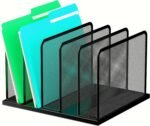 5-Section Upright Mesh Desktop File Sorter, Office Organizer Holder for Home, Classroom, and Office Use